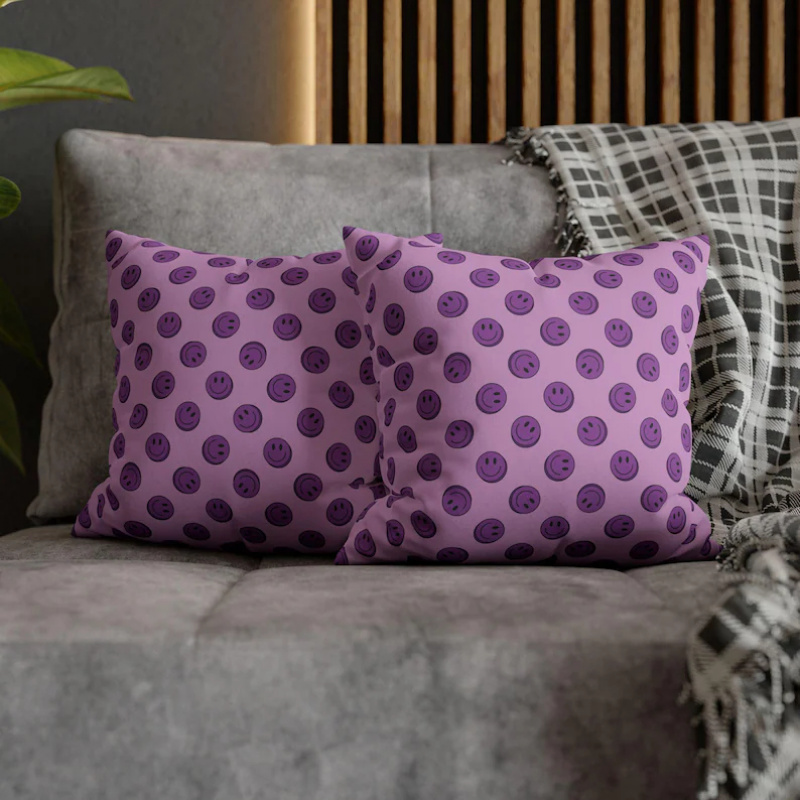 Home Decor Emoji - VIKAMA Housse de coussin Purple Smile,