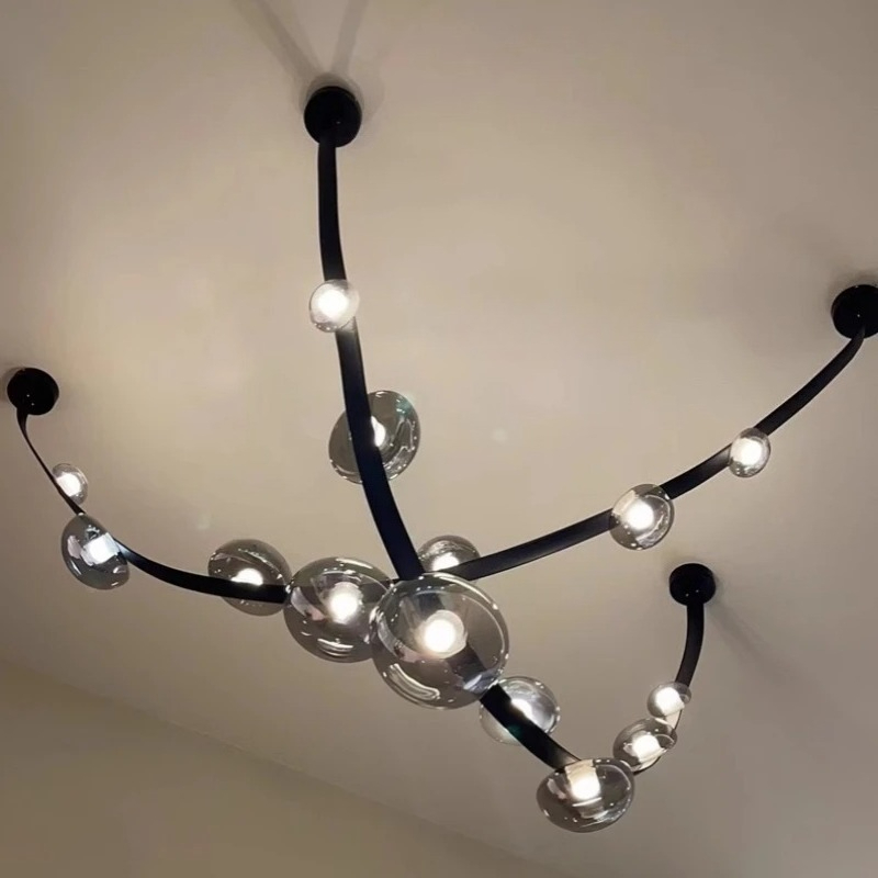Home Decor Exhibition - Plafonnier LED en cuir et verre,