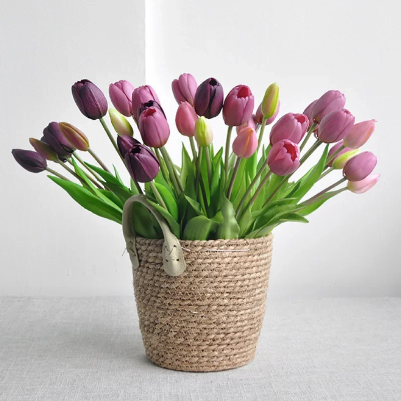 Home Decor Tulip - Tulipe Artificielle Tactile en Caoutchouc Souple,
