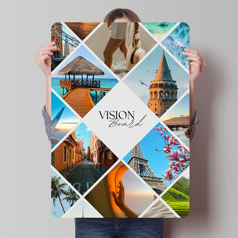 Home Decor Vision Board - Affiche imprimée Travel Vision Board Collage,