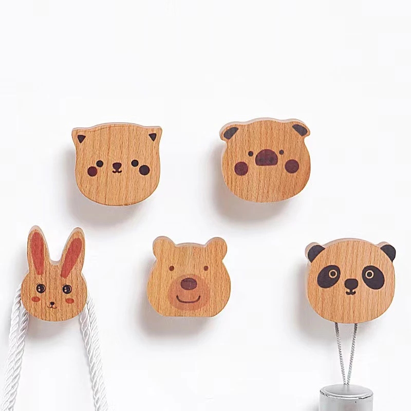 Home Decor Ikea - Porte-manteau en bois avec animaux mignons,