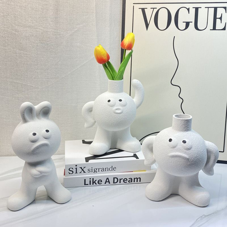 Home Decor Emoji - Vase à fleurs en céramique créatif,