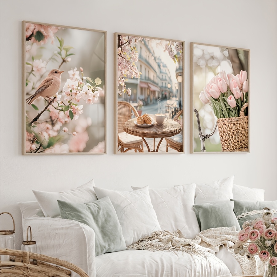 Home Decor Tulip - Lot de 3 tableaux sur toile