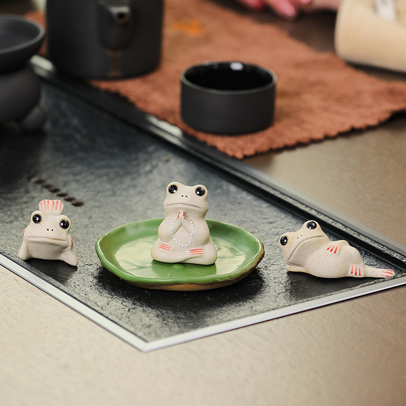 Home Decor Ikea - Décoration petite grenouille en céramique, feuille