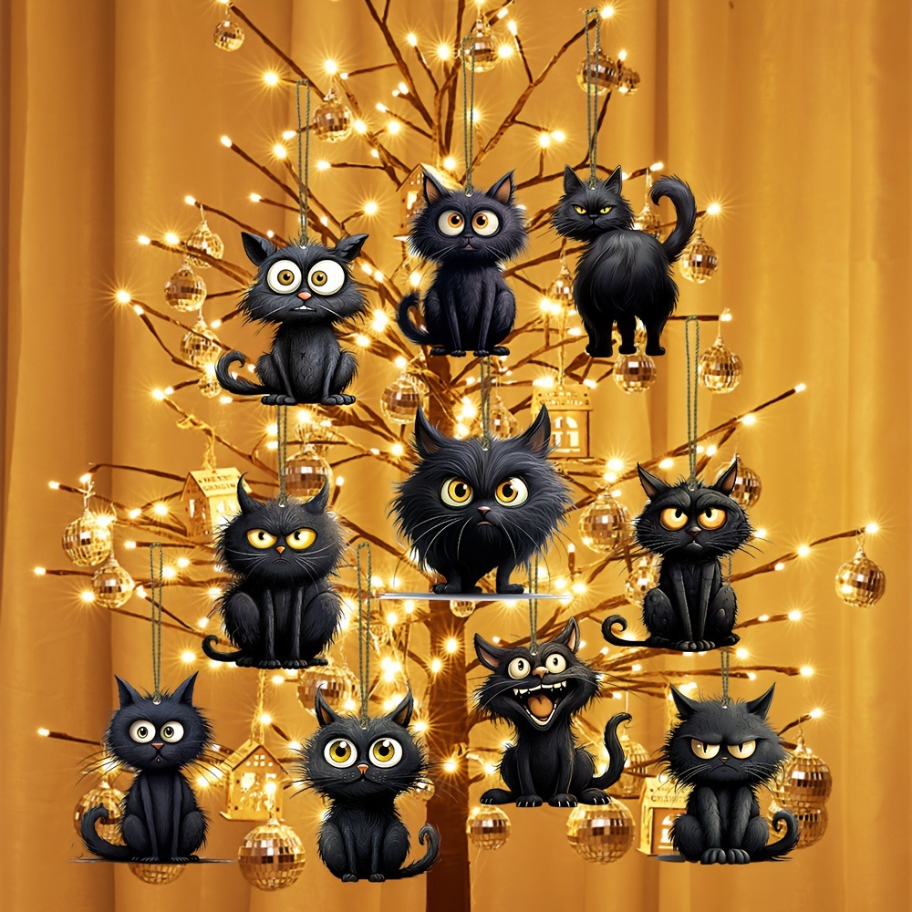 Home Decor Emoji - Ornement suspendu en bois Emoji chat