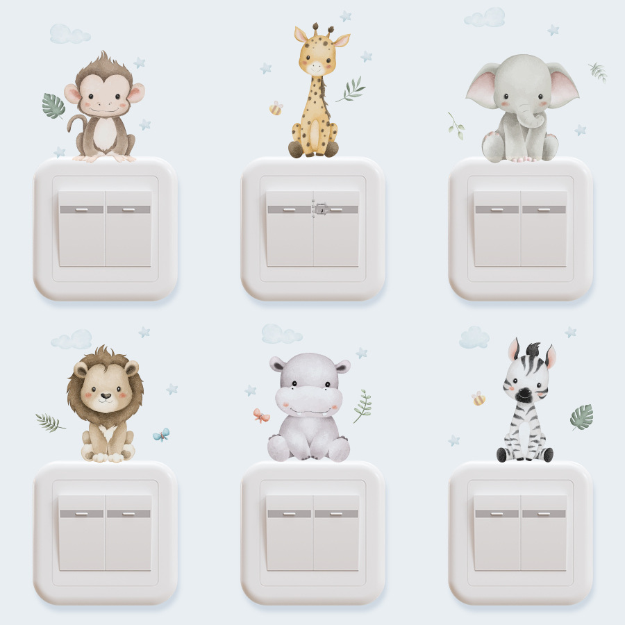 Home Decor Vinyl Flooring - Autocollant mural d'animaux de dessin animé,
