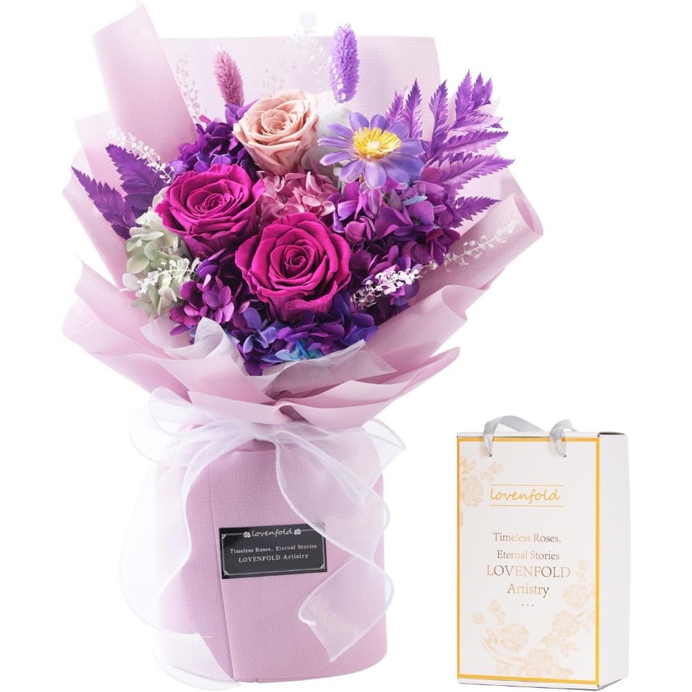 Home Decor Tulip - Bouquets de roses violettes préservées :