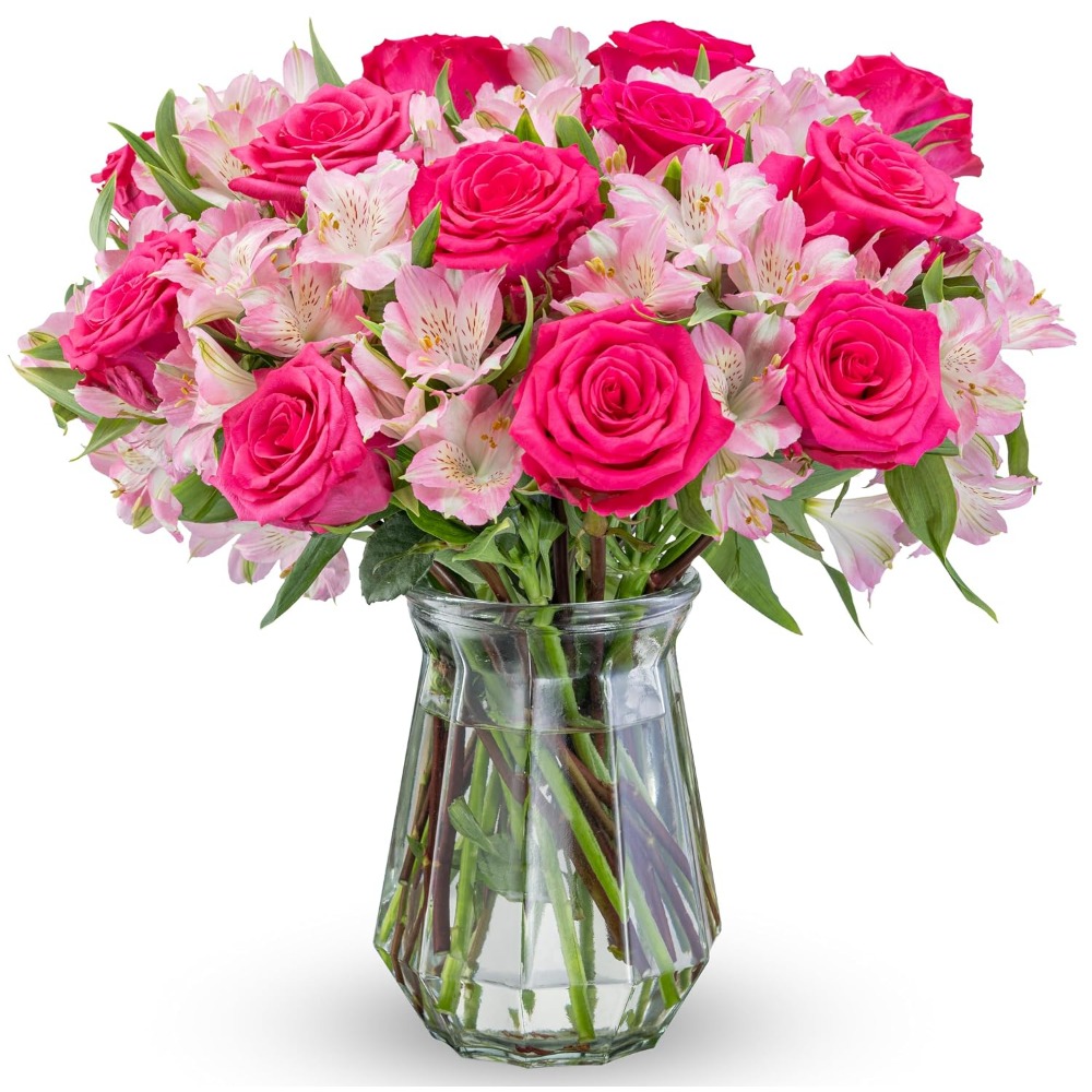 Home Decor Tulip - Arrangement élégant de roses et d'alstroemerias