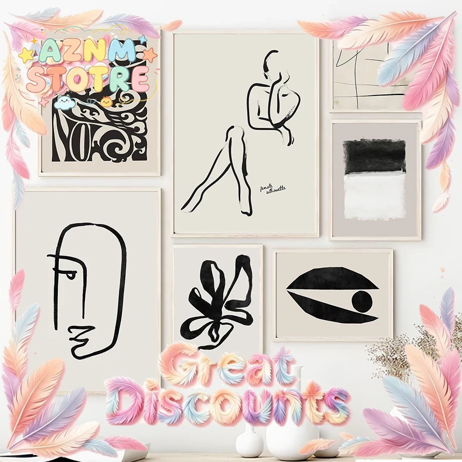 Home Decor Exhibition - Affiche d'art minimaliste abstrait avec lignes,