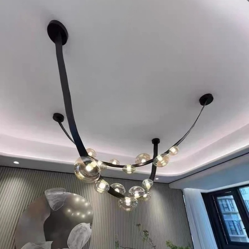 Plafonnier LED en cuir et verr - Home Decor Exhibition avis et prix