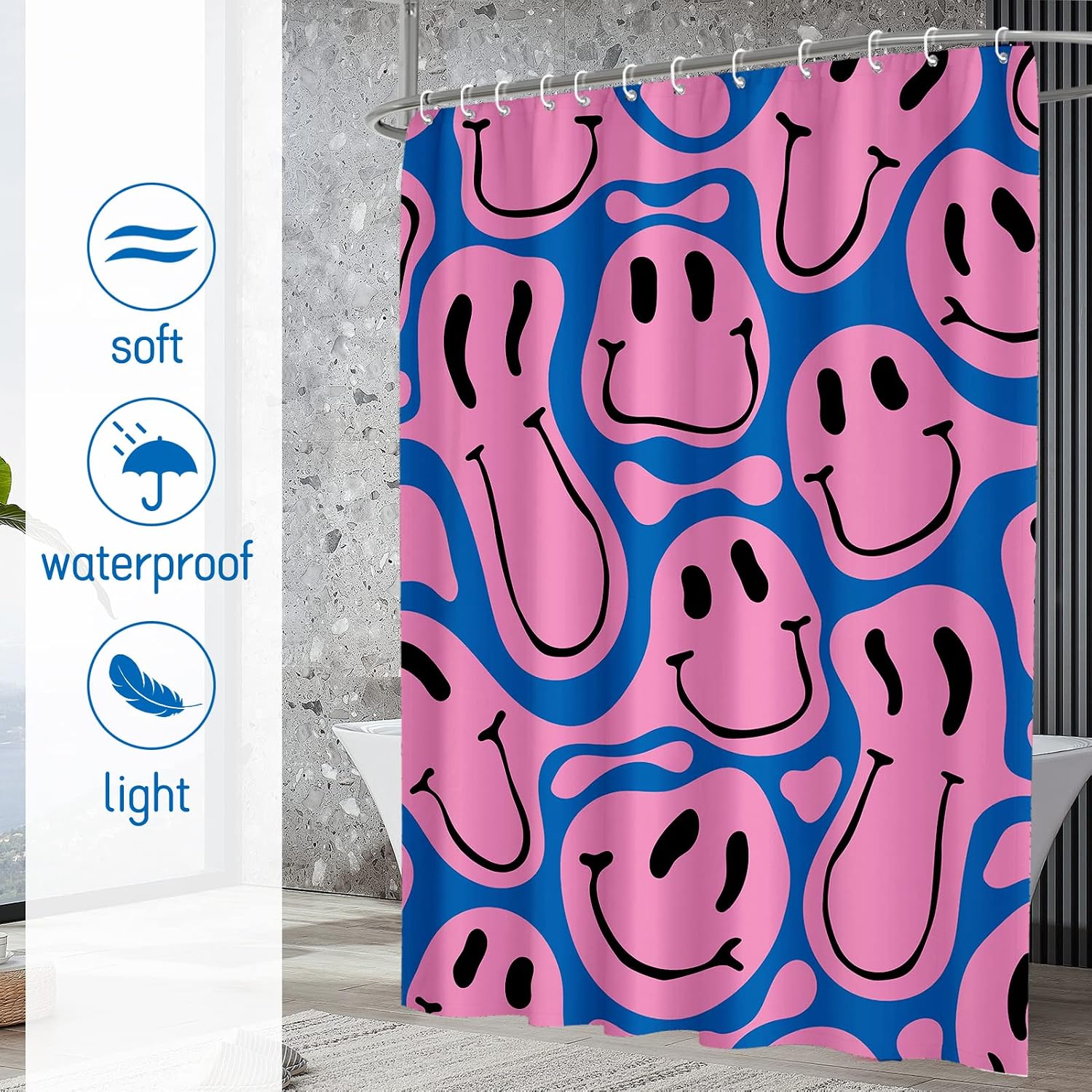 Rideau de douche avec imprimé  - Home Decor Emoji avis et prix